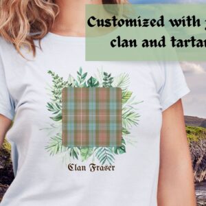 Custom Tartan Shirt with Clan Name, Personalized Scottish shirt for women, Tartan Day Shirt, Your clan and tartan, Personalized Scottish Gift
