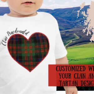 Scottish toddler shirt, Personalized Scottish Clan and Tartan Shirt, Child Up to 5T, Scottish Gift, Custom Clan and Tartan, Scotland, Baby