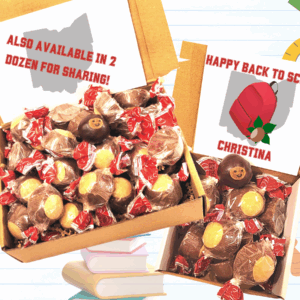 Back to School Ohio Gift Box 2 dozen buckeyes, Ohio State student or teacher gift